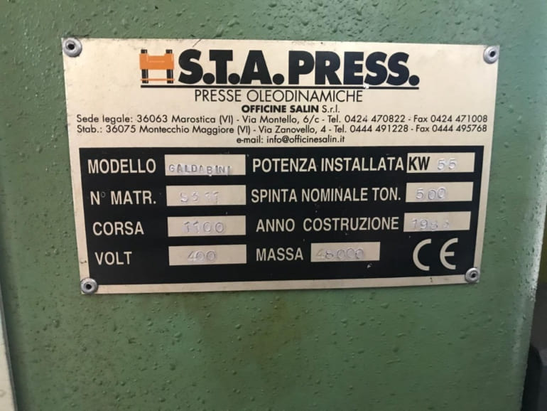 500 ton Hydraulic press S.T.A GALDABINI – photo 2